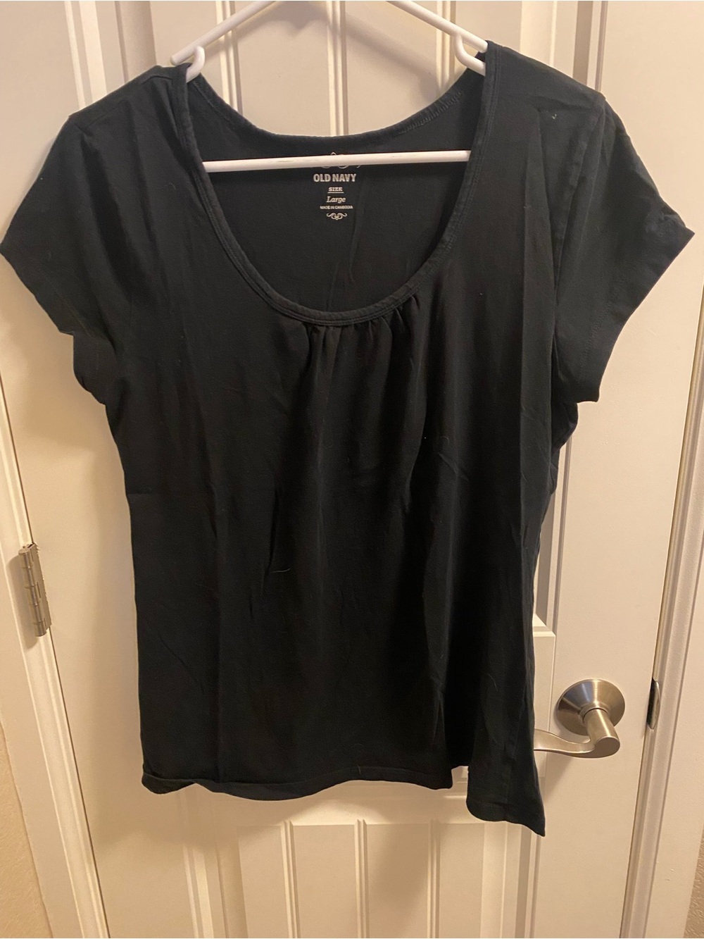 Old Navy L Top Black Large Shirt Cotton Blemd Stretch Lg